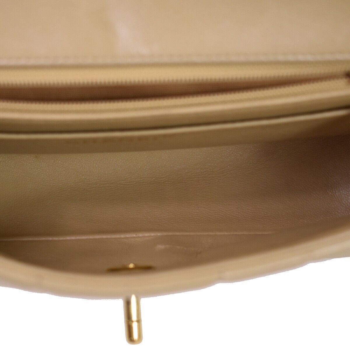 CHANEL CC Logo Mademoiselle Chain Shoulder Bag Leather Beige GHW France 648RC979