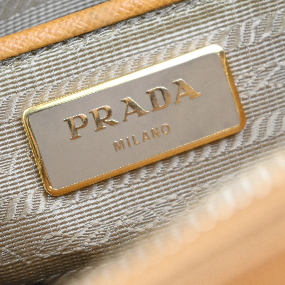 PRADA Logo Shoulder Hand Bag Saffiano Leather Yellow GHW Italy 76MA632