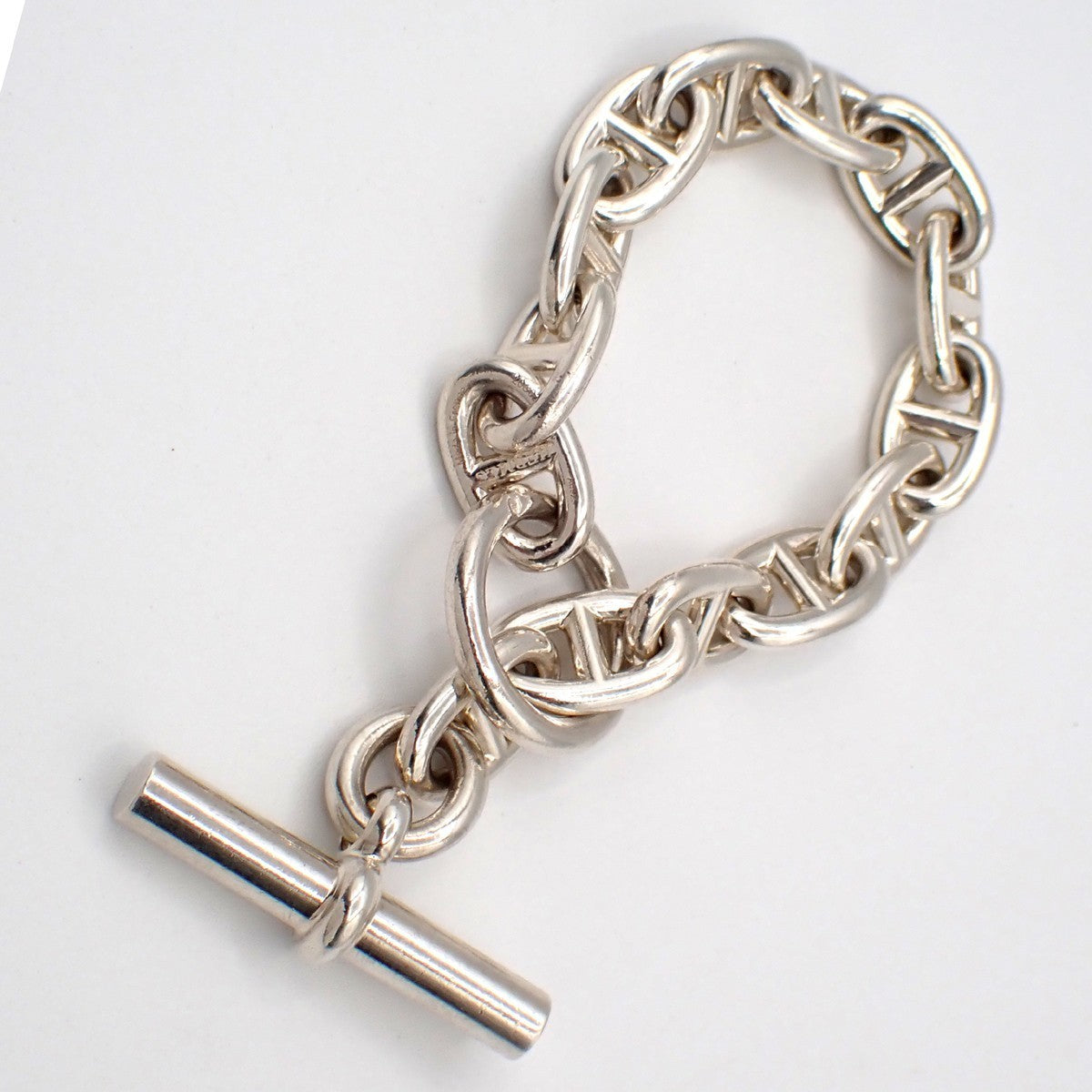 HERMES Logo Chaine D'ancre MM Chain Bracelet  14 Link Ag925 Silver 385LC605