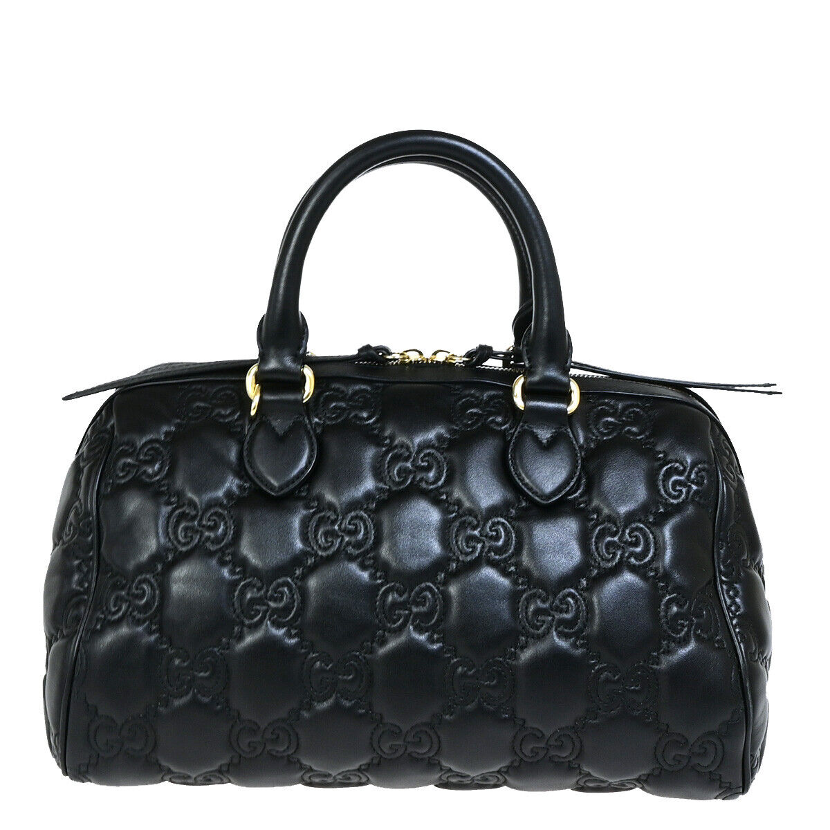 GUCCI Logo GG Matelasse 2Way Travel Shoulder Hand Bag Leather Black GHW 332RK358