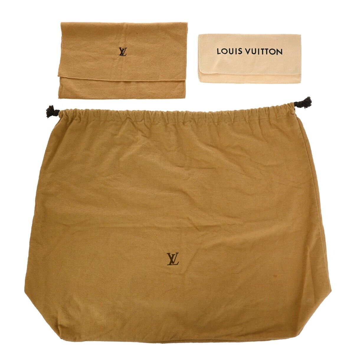 LOUIS VUITTON Logo 10 Set Dust Bag Drawstring Canvas Cotton Beige Brown 09GA871