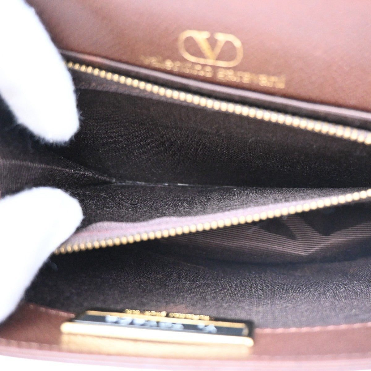 VALENTINO GARAVANI Logo Tassel Shoulder Bag Leather Brown GHW 63KD148