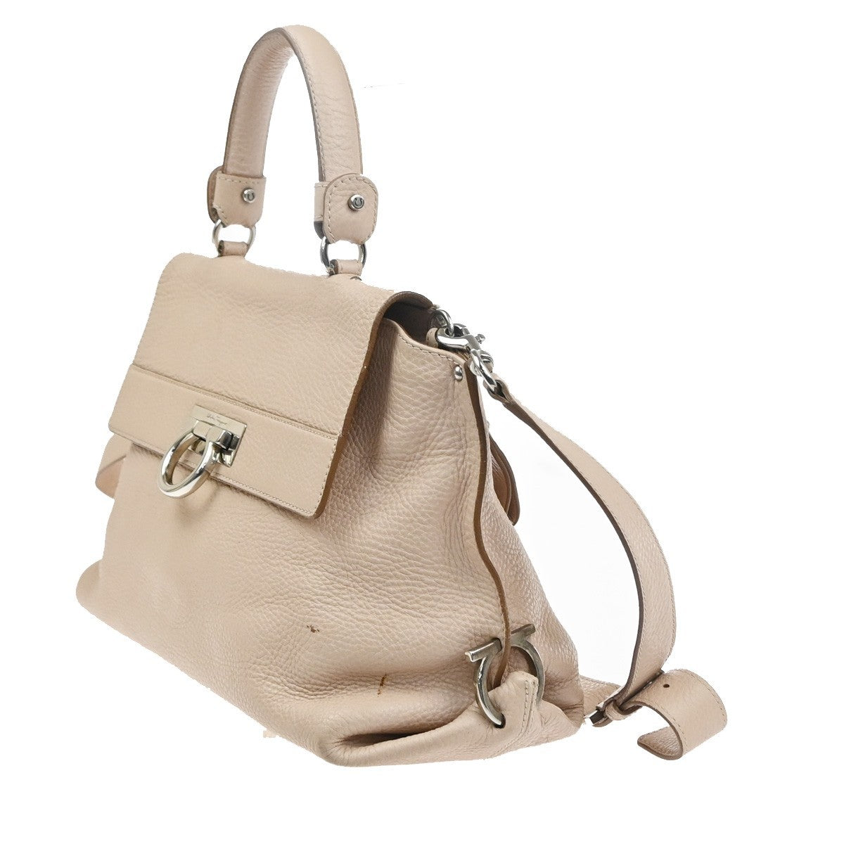 SALVATORE FERRAGAMO Logo Sofia Gancini 2Way Shoulder Hand Bag Leather BE 30YH886