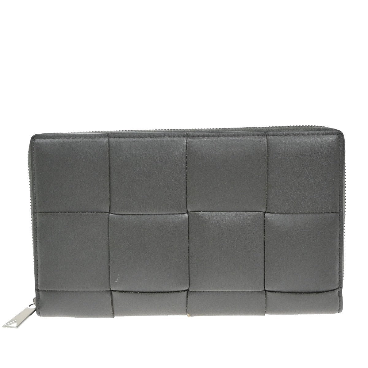 BOTTEGA VENETA Logo Cassette Zip Around Long Wallet Leather Gray Italy 30KP021