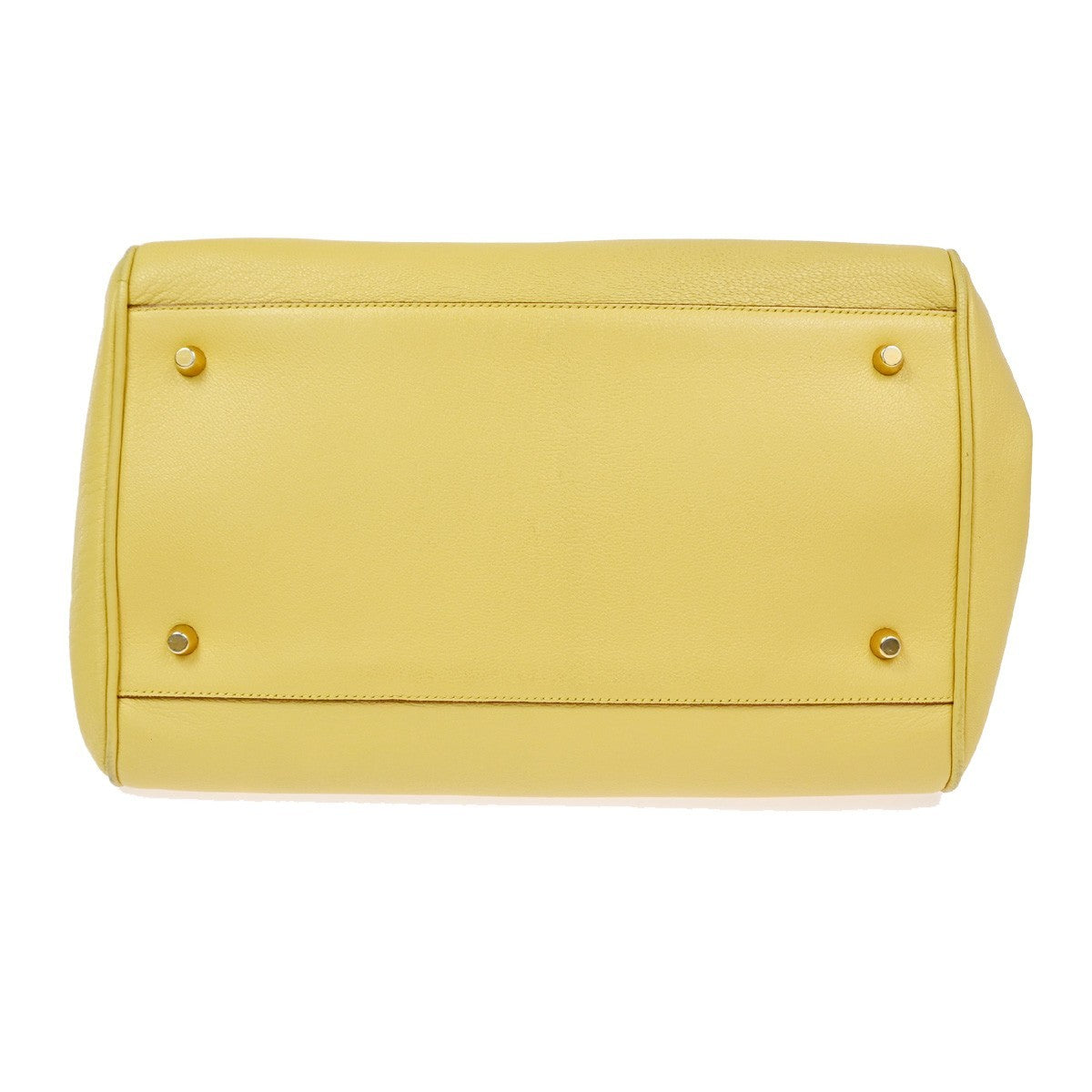 PRADA MILANO Doctor's Hand Bag Leather Yellow GHW Italy 83TA671