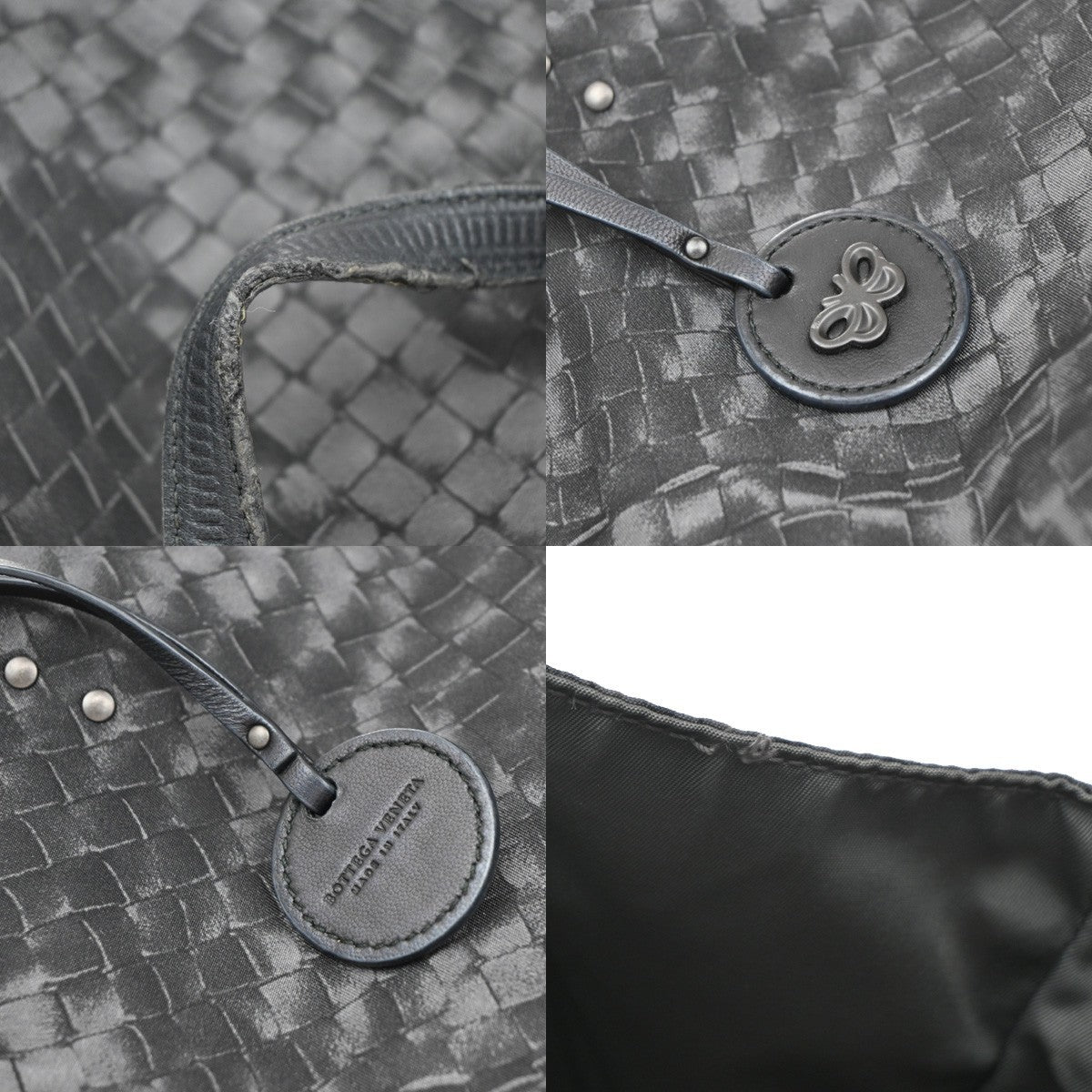 BOTTEGA VENETA Intrecciato Intrecciolusion Hand Bag Nylon Leather Gray 02EG122