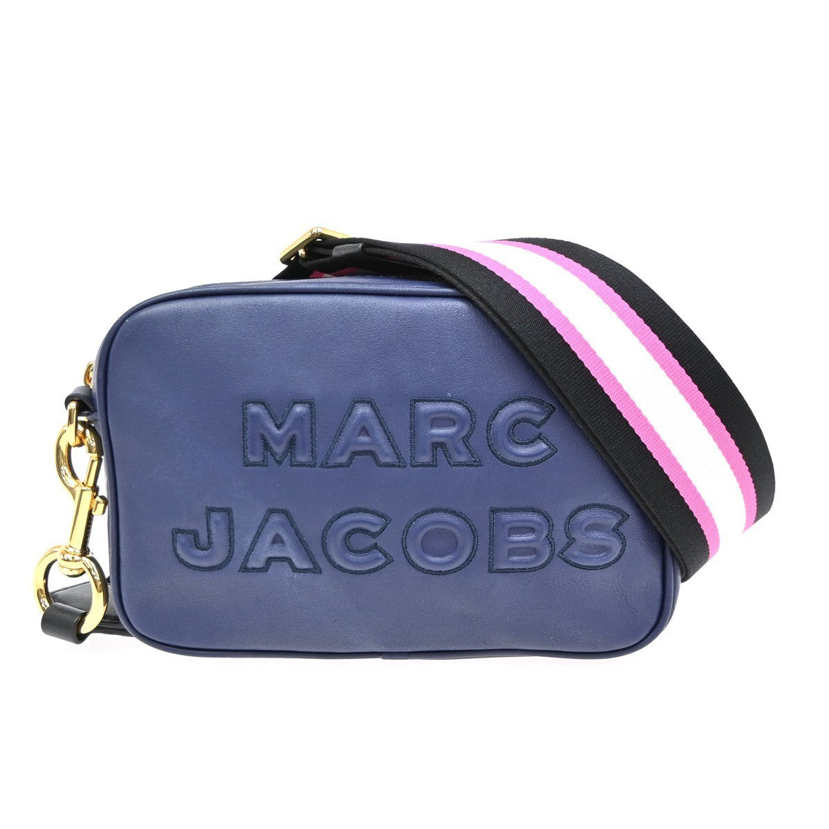 MARC JACOBS Logo The Flash Crossbody Mini Shoulder Bag Leather Blue GHW 61YH854