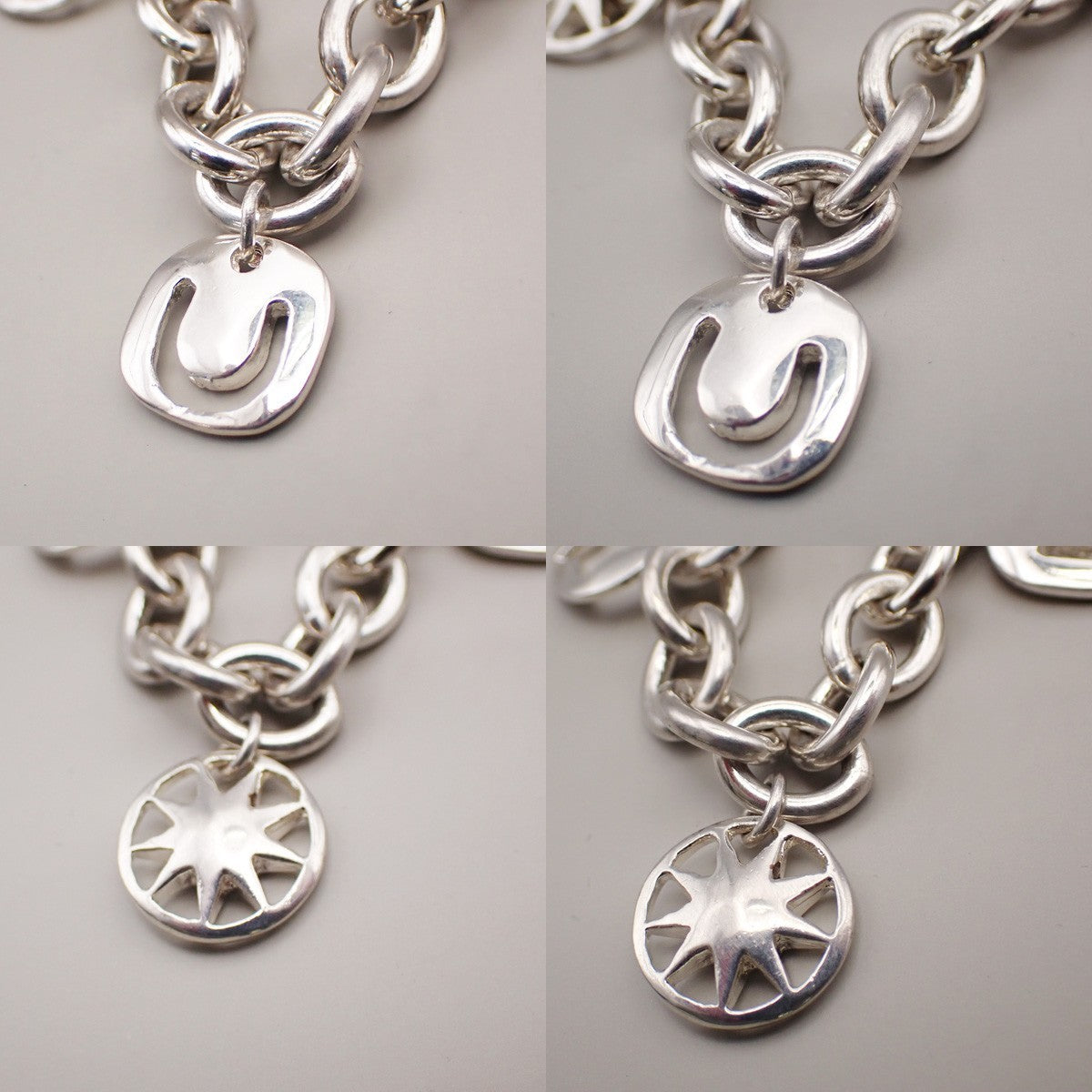 TIFFANY & CO. 5 Charm Stencil Chain Bracelet Sterling Silver AG 925 33KD047