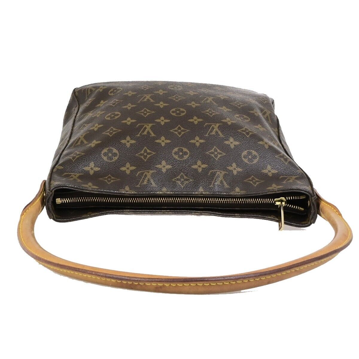 LOUIS VUITTON Logo Looping GM Shoulder Bag Monogram Leather Brown M51145 80ED311
