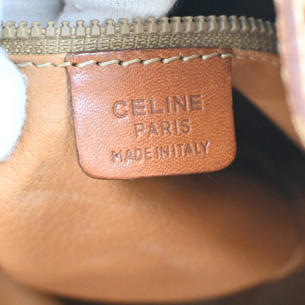 CELINE Macadam Drawstring Shoulder Bag PVC Leather Brown GHW 04TA031