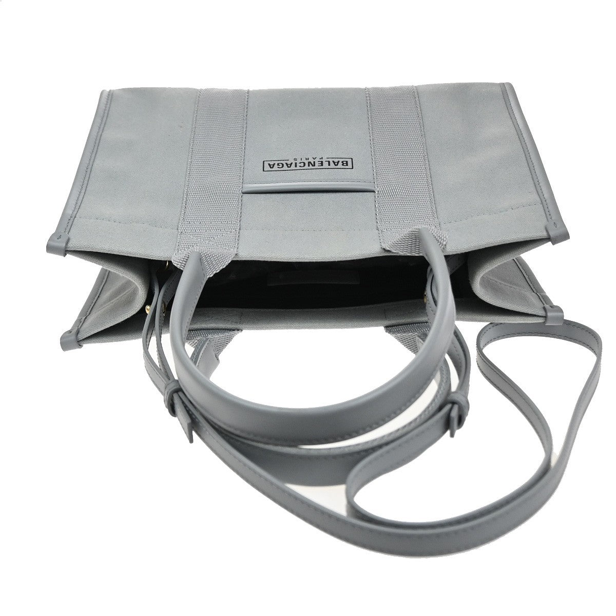 BALENCIAGA Logo Hardware Small 2Way Tote Hand Bag Canvas Leather GY 75YJ137