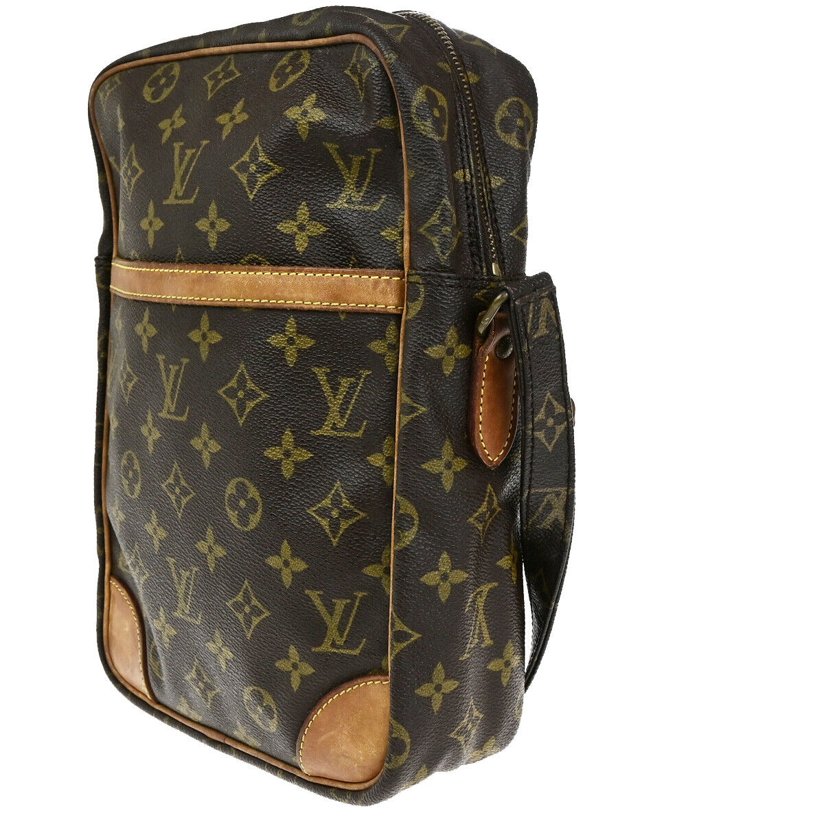 LOUIS VUITTON Logo Danube MM Shoulder Bag Monogram Leather Brown M45264 38SJ492