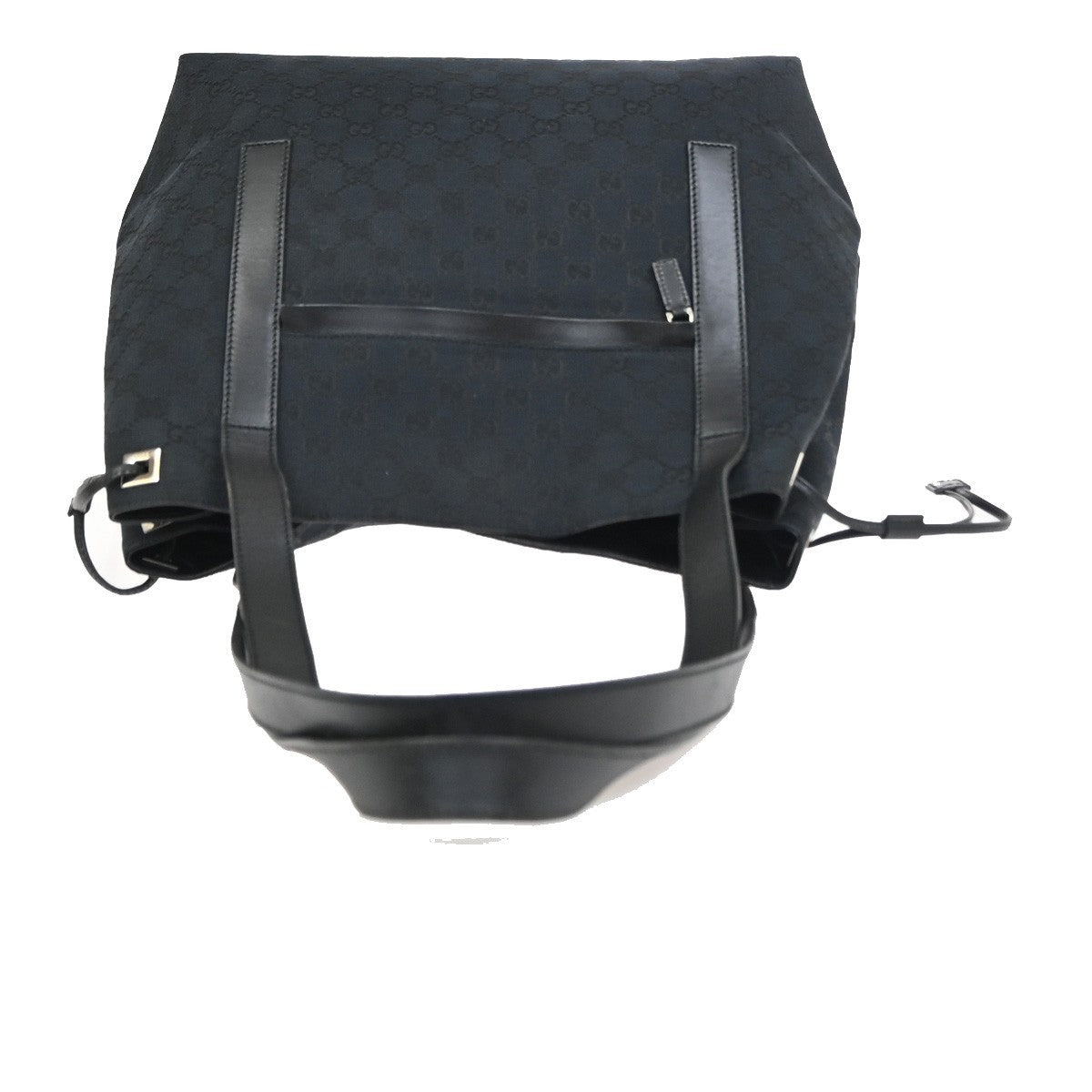 GUCCI Logo GG Pattern Shoulder Tote Bag Canvas Leather Black SHW Italy 80KD022