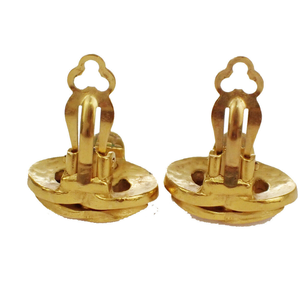 CHANEL CC Logo Button Earrings 97P Clip-On GHW France Accessory Vintage 97RH167