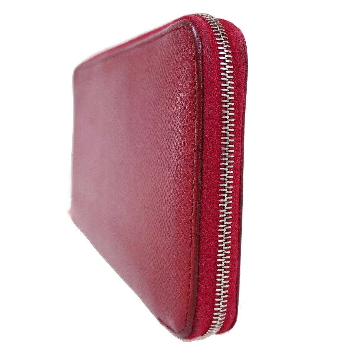 HERMES Azap Silk In Long Zipper Wallet Purse Veau Epsom Leather Red SHW 35YD351
