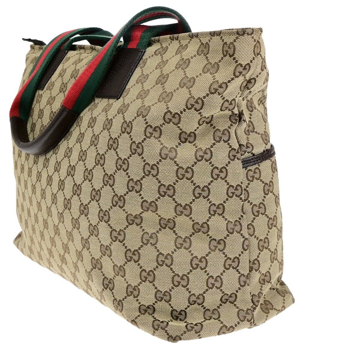 GUCCI Sherry GG Pattern Mothers Shoulder Tote Bag Canvas Leather Brown 85EB834