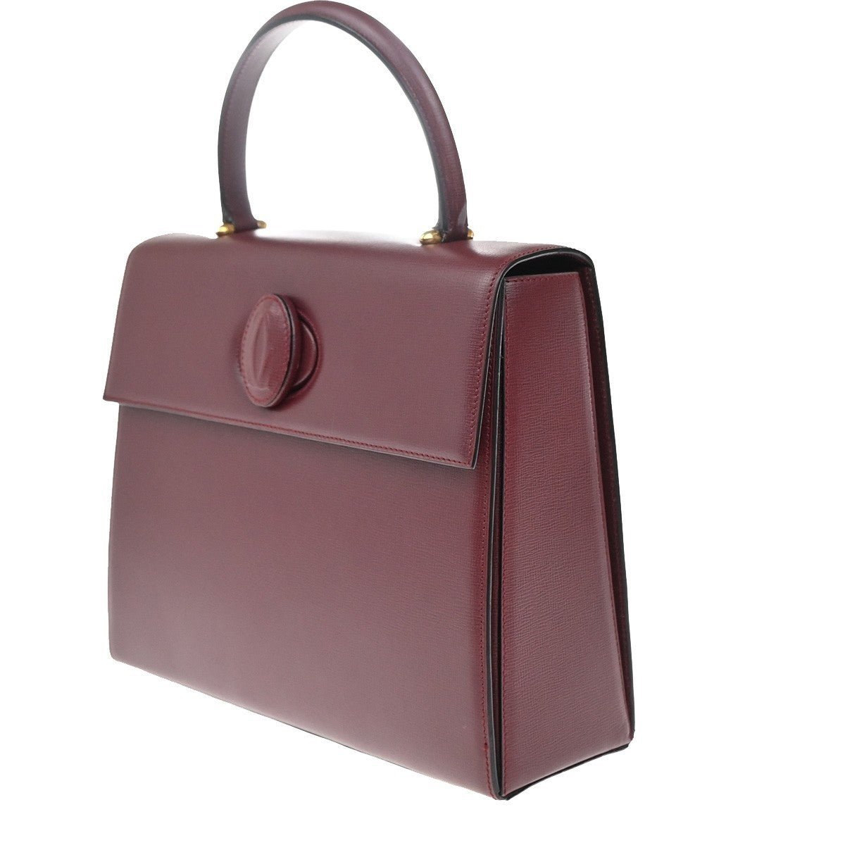 MUST DE CARTIER Logo Top Handle Hand Bag Leather Red 74RP125