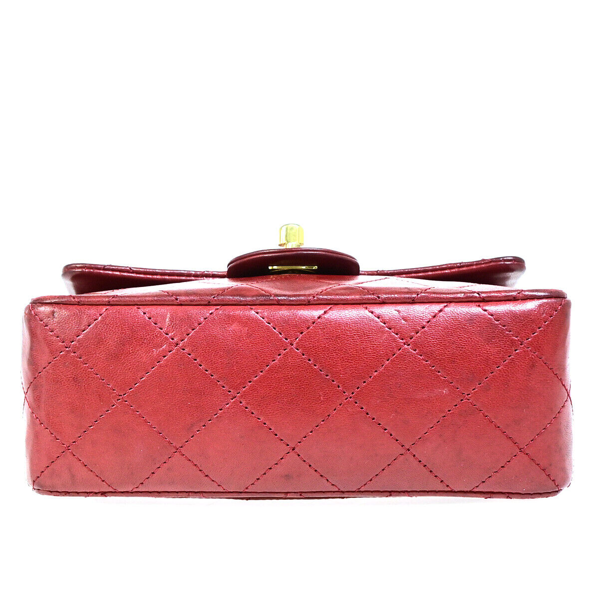 CHANEL CC Mini Matelasse Chain Shoulder Bag Leather Red GHW Vintage 629RJ920