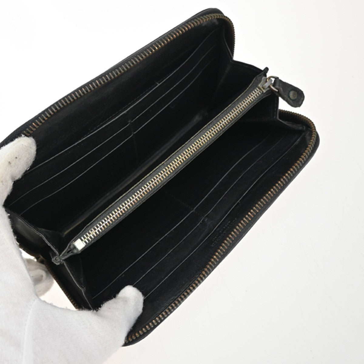 BOTTEGA VENETA Intrecciato 3 Set Zipper Wallet Key Case Leather Black 33KP186
