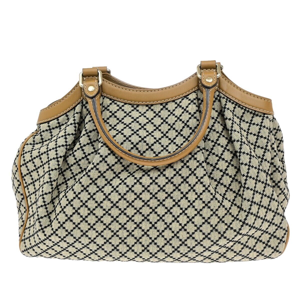 GUCCI Logo Diamante Sukey Shoulder Bag Charm Canvas Leather Brown 85EE037
