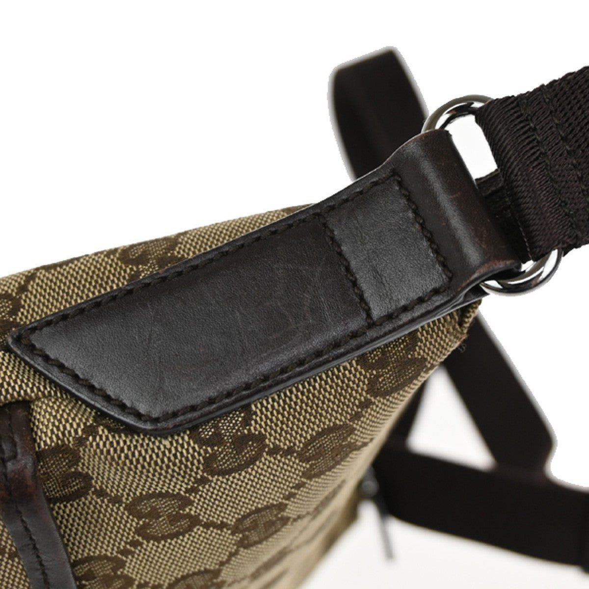 GUCCI Logo GG Pattern Shoulder Bag Canvas Leather Brown SHW Italy 85KB469