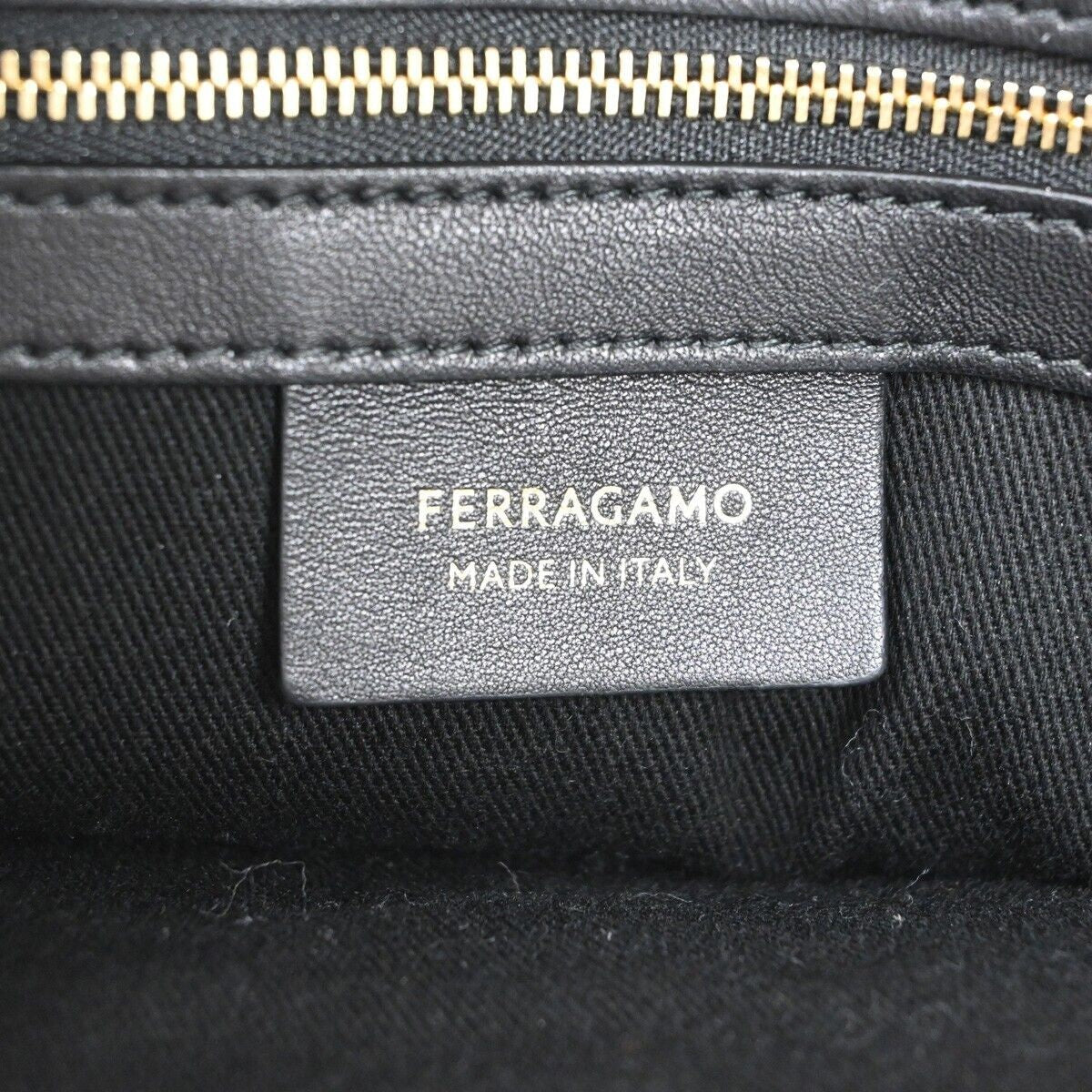 SALVATORE FERRAGAMO Signature Shoulder Tote Bag Canvas Leather Black GHW 57RJ307
