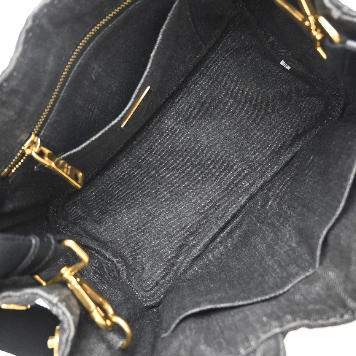 PRADA Logo Canapa 2way Shoulder Hand Bag Canvas Leather Black GHW Italy 82MA679