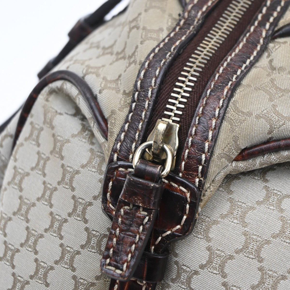 CELINE Logo Macadam Pattern Shoulder Tote Bag Canvas Leather BE BN GHW 35MA724