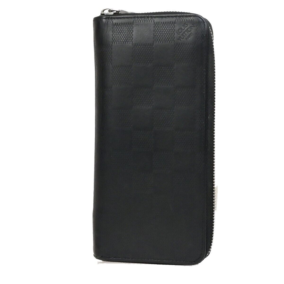 LOUIS VUITTON Zippy Wallet Vertical Damier Infini Leather Black N63548 68ED248