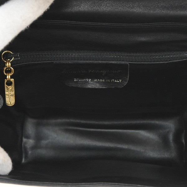 SALVATORE FERRAGAMO Gancini 2Way Shoulder Clutch Hand Bag Leather Black 38CA376