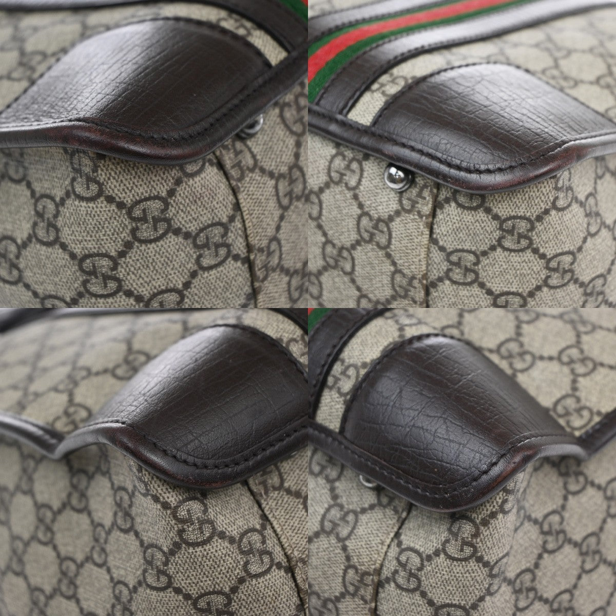 GUCCI Logo GG Pattern Sherry Shoulder Tote Bag Supreme Leather Brown 77KP593