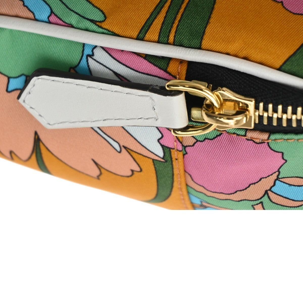 FENDI Zucca Zip-around Clutch Pouch Bag Flower Canvas Leather Orange GHW 36TA313