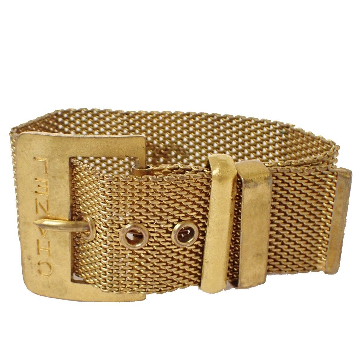 CHANEL CC Logo Belt Bracelet Bangle  Gold GHW Accessory France 79SH115