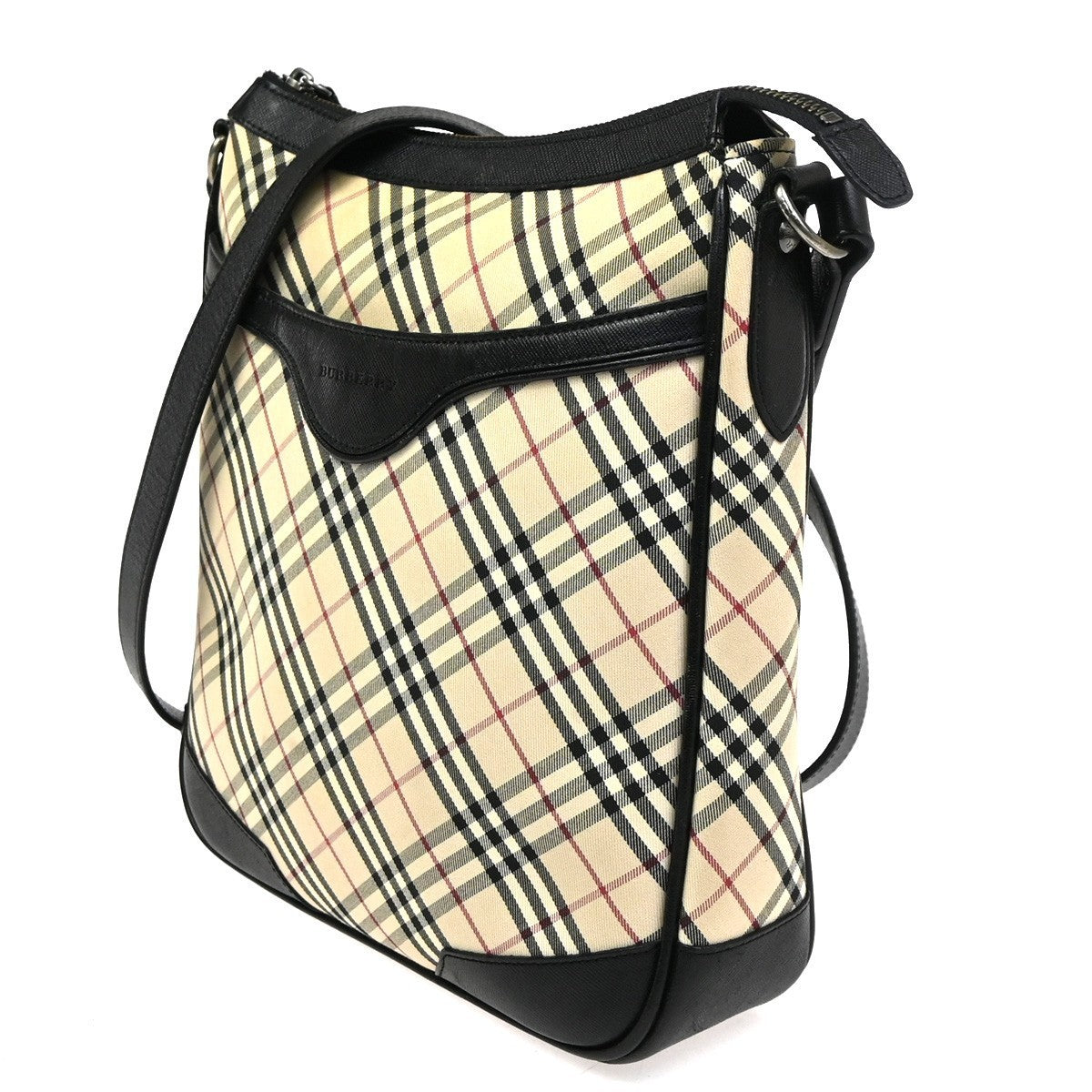 BURBERRY Logo Nova Check Crossbody Shoulder Bag Canvas Leather Beige BK 87RL986