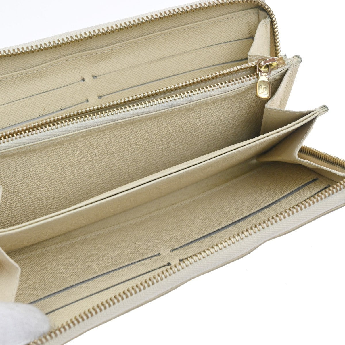 LOUIS VUITTON Zippy Long Wallet Damier Azur Leather White Spain N60019 67KD007