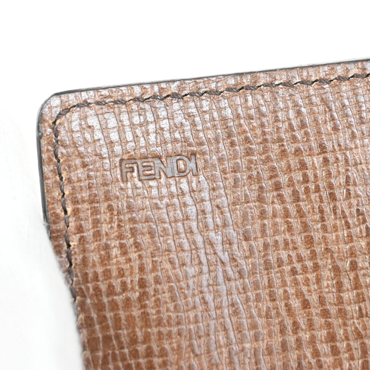 FENDI Logo Zucca Pattern Card Case Wallet PVC Leather Brown Italy 02EE268