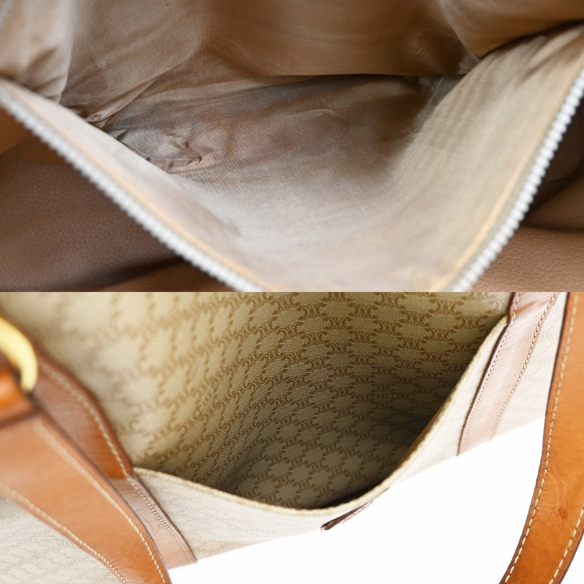 CELINE Macadam Pattern Shoulder Tote Bag PVC Leather Brown Gold Italy 04TA028