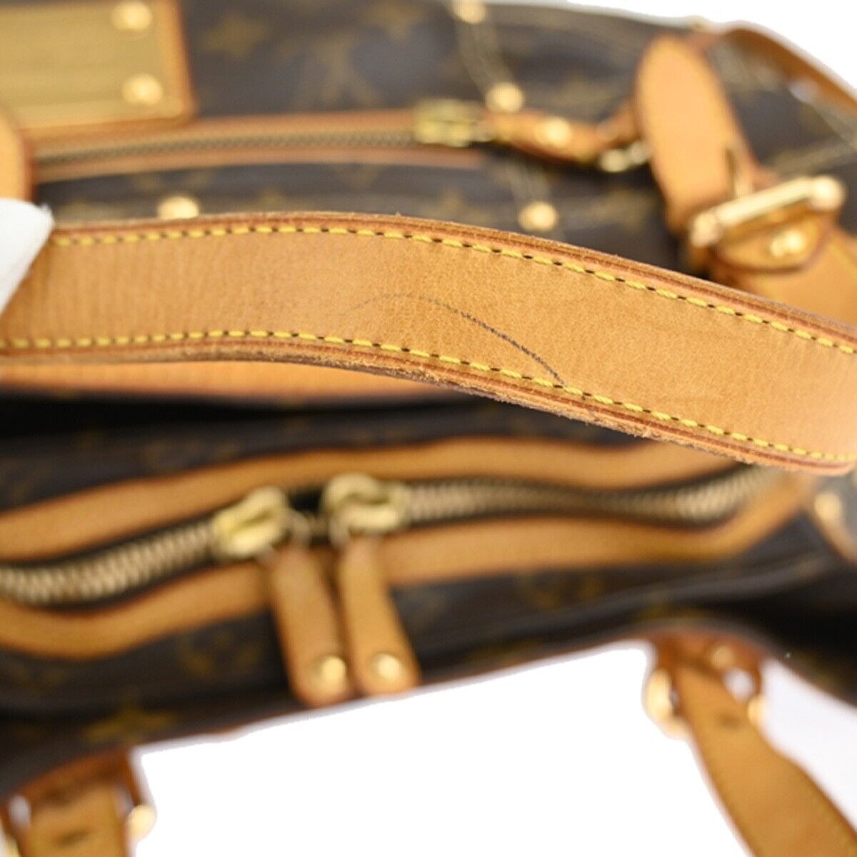 LOUIS VUITTON Rivette Shoulder Bag Studs Monogram Leather Brown M40140 21YE234