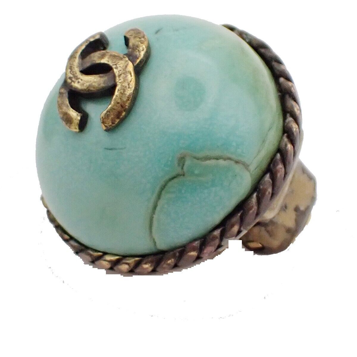 CHANEL CC Logo Color Stone Button Earrings Clip-On 00A Blue GHW 34YE515