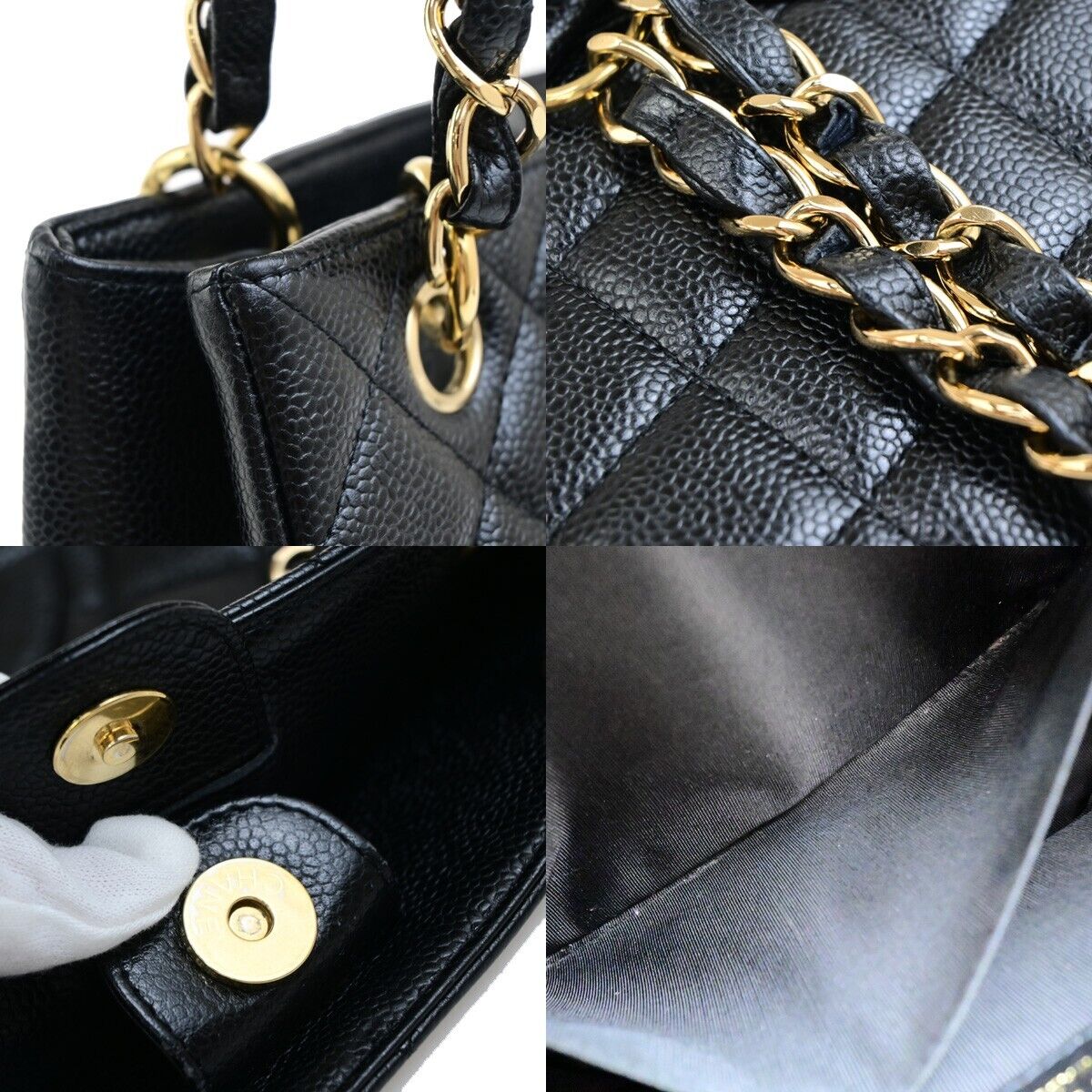 CHANEL CC Logo PST Chain Shoulder Bag Grained Calfskin Leather BK GHW 644RK686