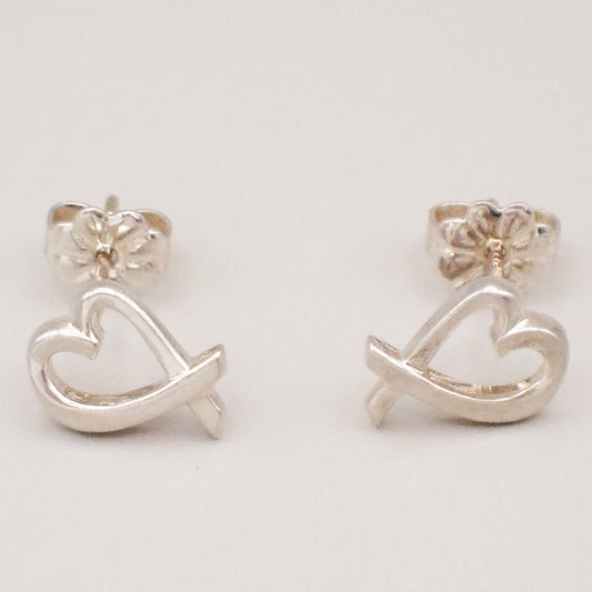 Tiffany & Co. Logo Paloma Picasso Loving Heart Stud Earring Silver 925 02CA571