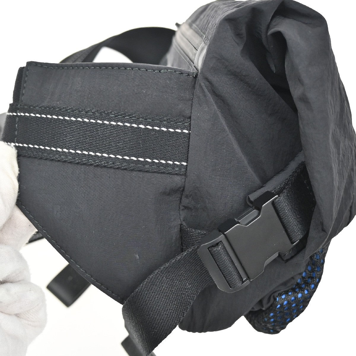BOTTEGA VENETA Crossbody Belt Body Bag Nylon Black Blue Italy 82KB153