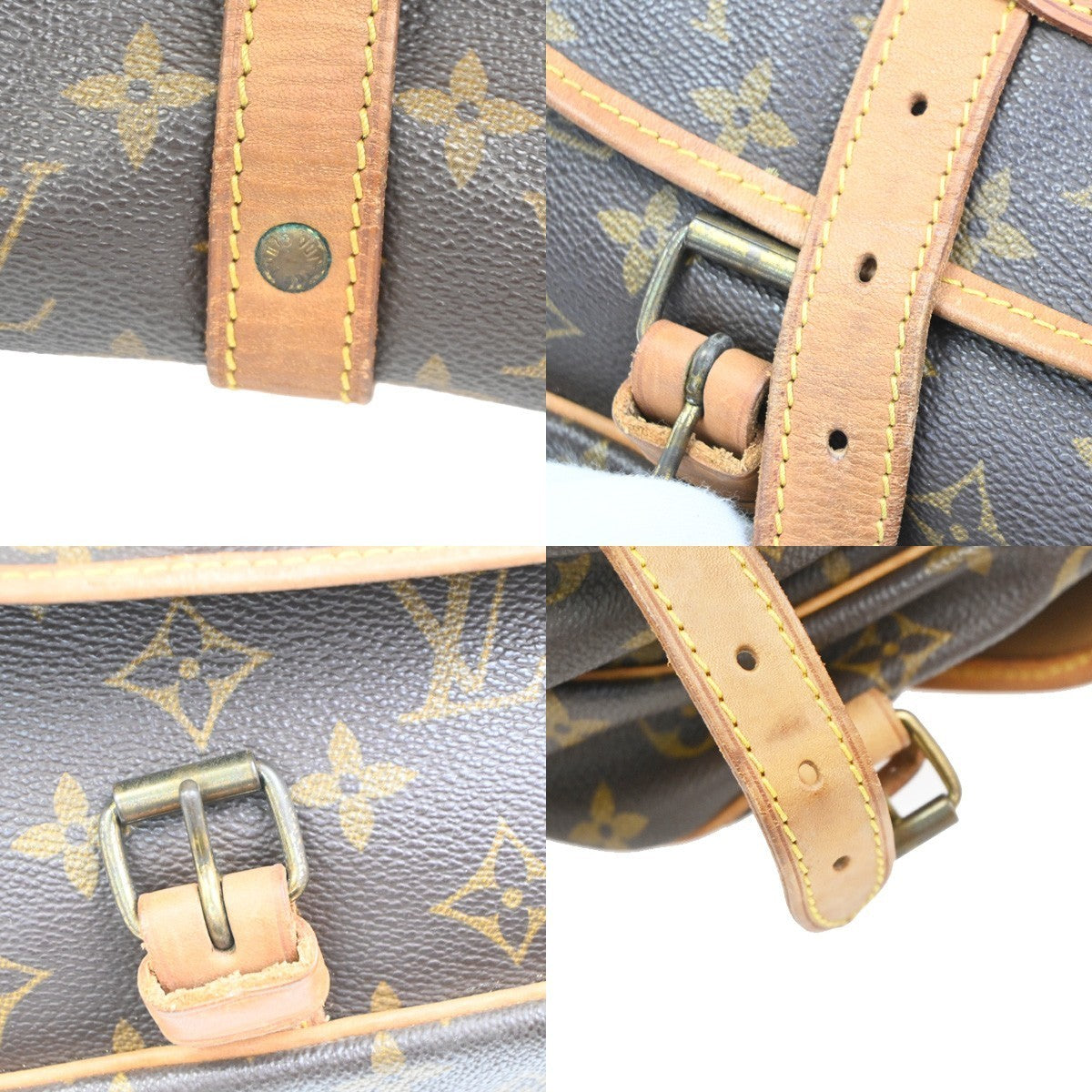 LOUIS VUITTON Logo Saumur 30 Shoulder Bag Monogram Leather Brown M42256 82CA792