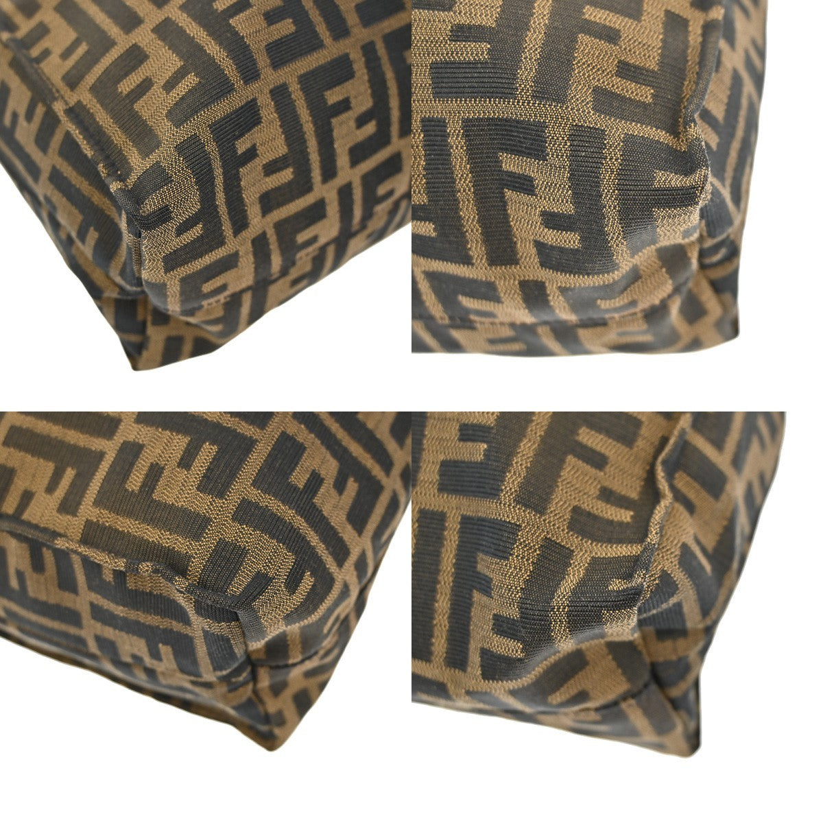 FENDI Logo Zucca Pattern Hand Tote Bag Canvas Leather Brown GHW Italy 77KB416