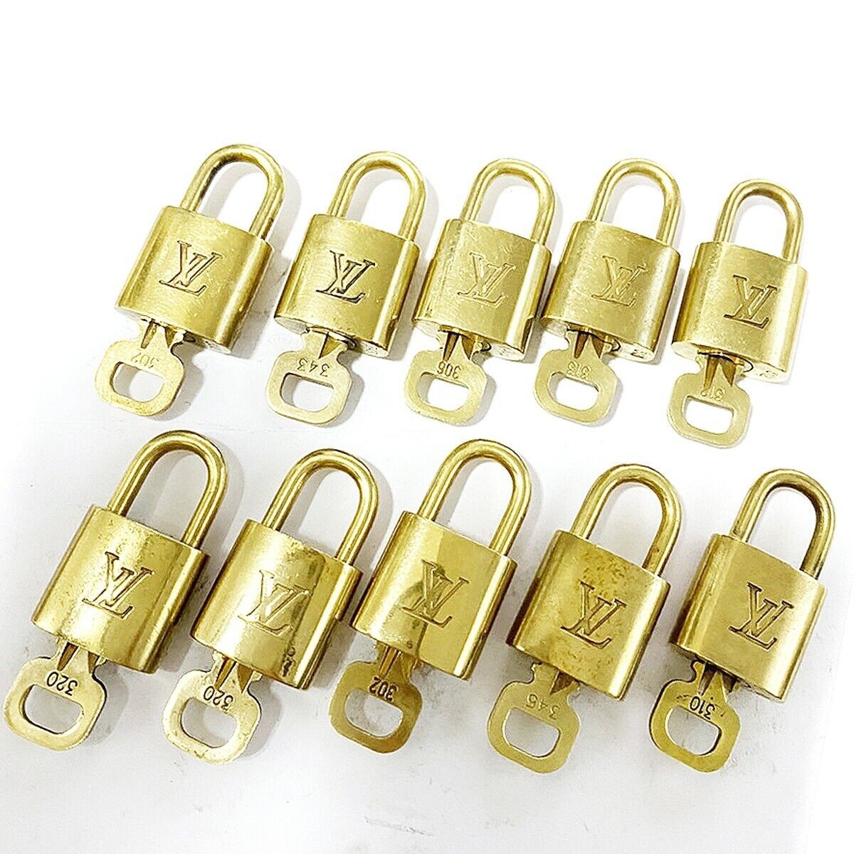 LOUIS VUITTON LV 10 SET PADLOCK KEY BAG CHARM CADENA GOLD-PLATED FRANCE 35MT125