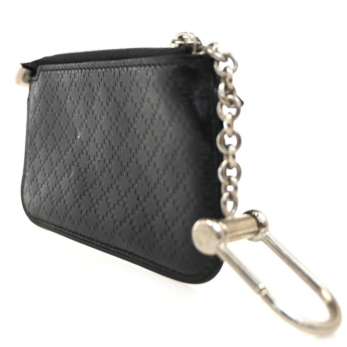 GUCCI Logo Diamante Compact Coin Wallet Leather Black SHW Italy  01TA568