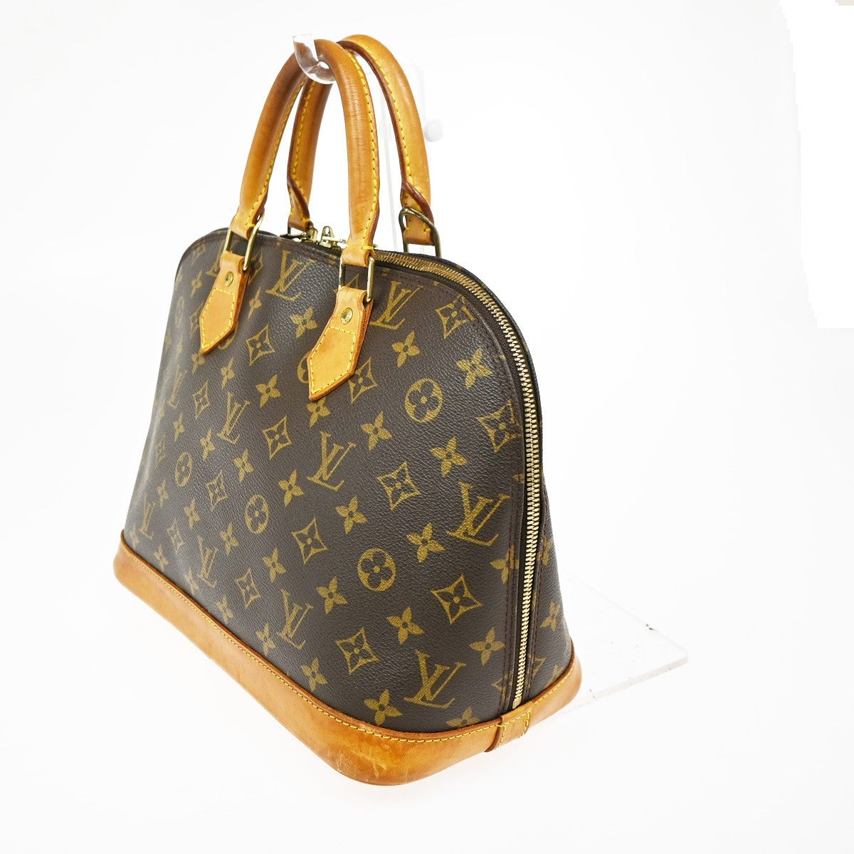 LOUIS VUITTON LV Logo Alma Hand Bag Monogram Leather Brown France M51130 82CA688