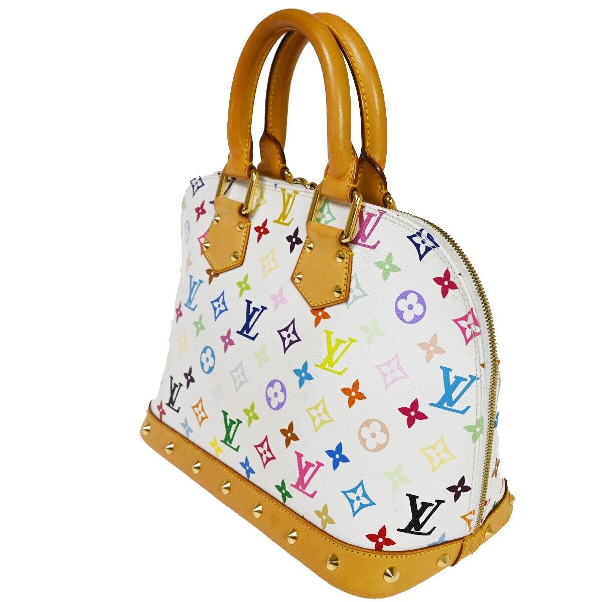 LOUIS VUITTON Logo Alma Hand Bag Monogram Multi Leather White M40443 600RH559