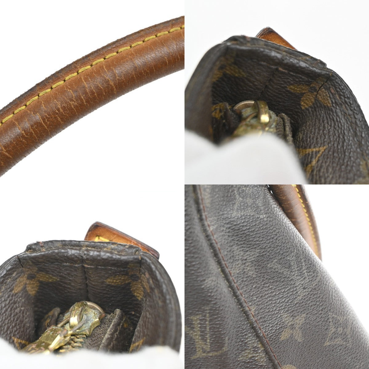 LOUIS VUITTON Looping GM Shoulder Bag Monogram Leather Brown USA M51145 35MA613