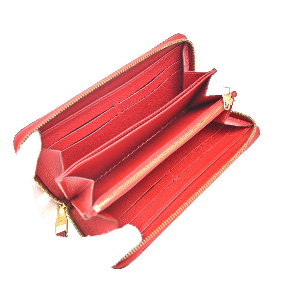 LOUIS VUITTON Logo Long Zippy Wallet Monogram Empreinte Red M63691 31KP278
